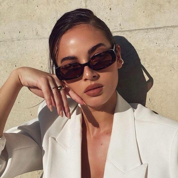 Retro Rectangular Frame Ink Street Photography Sunglasses - Picture 2 of 9